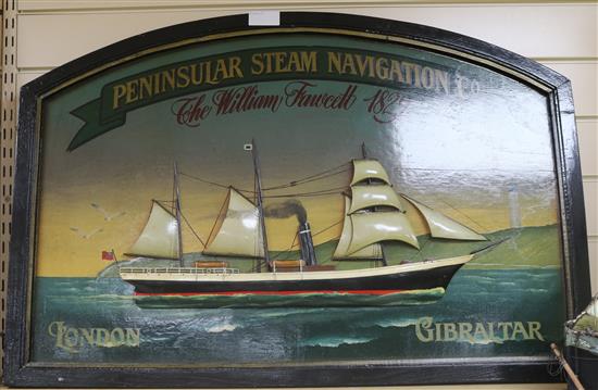 A Peninsular steam Navigation co. advertising sign